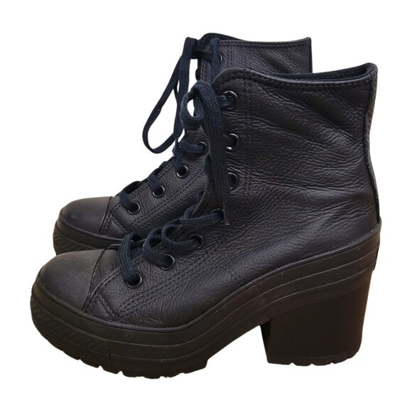 CONVERSE Chuck 70 De Luxe Leather Chunky Heel Lace Up Sneaker Boots Womens 6.5 - Picture 4 of 11